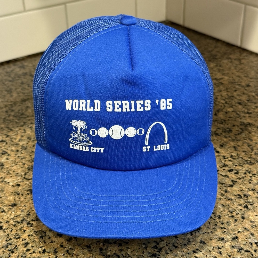 1985 World Series AJD Trucker Hat Cap SnapBack‎ Blue St Louis Kansas City